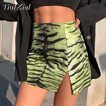 TiulZial Tlač Mini Sukne Ženy, Zelené Letné Vysoký Pás Krátke Sukne Y2K Bežné A-Line Sukne Dno