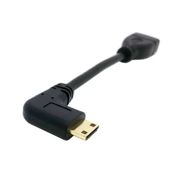 90 Stupňov Doľava Šikmého typ Mini HDMI Samec na HDMI Žena Kábel Adaptéra 10 cm Čierny Konektor Pre Fotoaparát 5D2 5D3 Tablet PC DV MP4