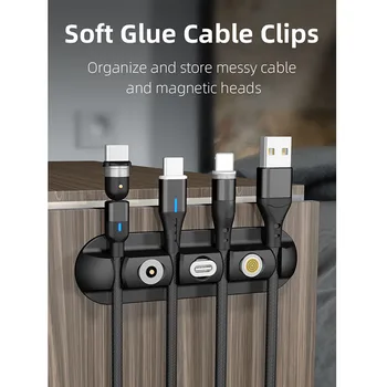 Kábel Organizátor & netic Plug Prípade Box Silikónový Kábel USB Winder Flexibilný Kábel Riadenia Klipy pre Myš Čierna