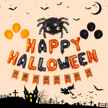 Happyhalloween Halloween Abecedy Hliníková Fólia Balón Nastaviť Tekvica Spider Hračka Balón