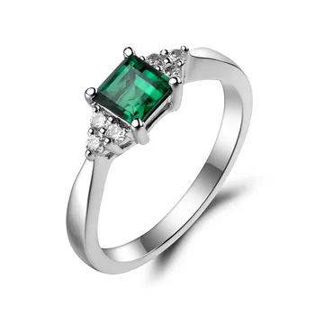 Leige Šperky Lab Vytvorili Emerald Drahokam 925 Sterling Silver Námestie Vystrihnúť Výročie Romantický Krúžky Môžu Birthstone