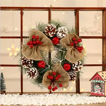 30/38 cm Vianočný Veniec Zavesenie Predné Dvere na Stenu Strom Ornament Umelé Pinecone Garland na Party Dekorácie