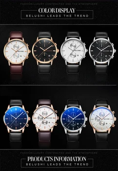 Muži móda Hodinky Vodotesné Dátum Čierne Originálne Kožené Hodinky Luxusné Svetelný hodinky