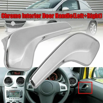 Pár Auto Vnútorné Vnútri Interiérové Dvere Rukoväť Kľučky Chrome pre Vauxhall Corsa MK3 2006-2013 pre Corsa D 2006-2016 Box
