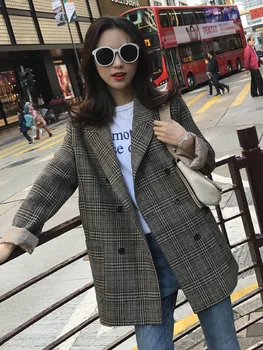 Jar nové žien kórejská verzia ladies bunda žena dlhej časti koberčeky malé vyhovovali retro bežné malé módne farby