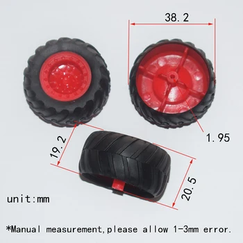 10/100ks 2x38mm plast gumové kolieska/simulácia koleso/DIY model hračka príslušenstvo/rc auto robot časti/baby hračky/tamiya
