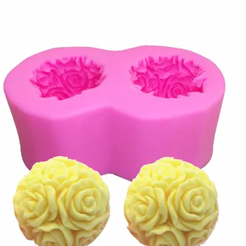 3D Jednoduché Unmold Vlastný Kvet Loptu Rose Silikónové Formy Na Mydlo Sviečka Remeselnú Výrobu Živice,Svadobné dekorácie nástroje T1128