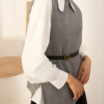 Nový sveter sveter žien módny trend kórejský vrecko na kabát voľné V-Krku pletený sveter s dlhým rukávom