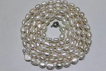 Dlho sladkovodné perlový náhrdelník biela Barokový 9x11mm 120 cm kovová spona módne šperky