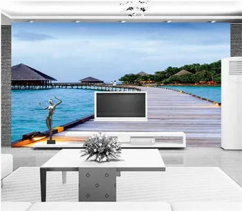 Vlastné 3D Fotografie Tapety Maledivy Prímorské Scenérie 3D Obývacia Izba, Spálňa, TV joj, Domova nástenná maľba na Stenu Handričkou Abstraktných nástenná maľba