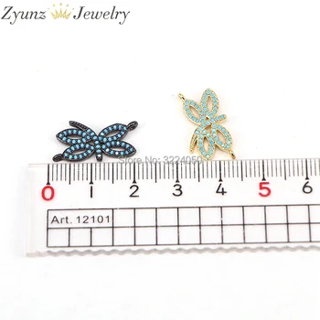 5 KS ZYZ176-0661 Módne Motýľ Korálky, Micro Pave Modré Kamene Krásny Náramok Konektory Šperky Zistenia