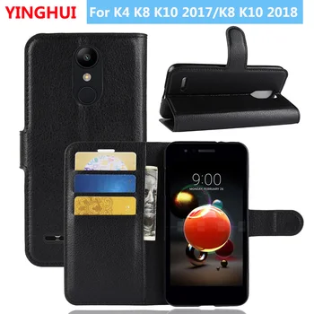 Fors LG K8 K10 2018 Flip Kožené Telefón puzdro pre LG K4 K8 K10 2017 Kniha Štýl Peňaženky Karta, Slot Stojan Flip Case