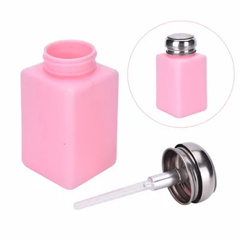 Plastové NAPLNITEĽNÉ Fľaša 200 ML Prázdne Fľaše Pink Čerpadlo Dávkovač Nechty Kvapaliny Alkoholu Odstraňovač Nail Art Zariadenia Nástroj