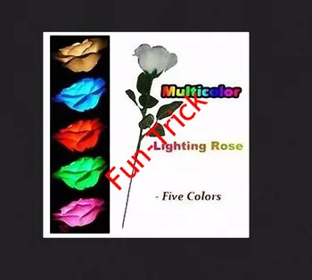 Multicolor Osvetlenie Rose - Päť Farieb (stavať v rechagable batérie) -- Magický Trik , Stage Magic