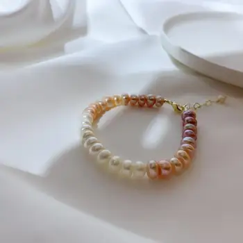 Sladkovodné skutočnou perlou troch farieb gradient náramok nastaviteľné náramky wild dámy ruky šperky