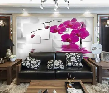 3d tapety foto tapety vlastné obývacia izba mora orchidea, kvet vo vode 3d maľba na gauč TV pozadia, tapeta na stenu 3d