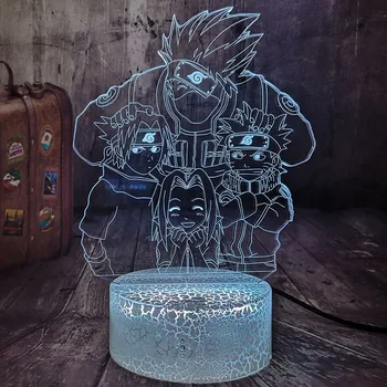 Hatake Kakashi Uzumaki Naruto Uchiha Sasuke Naruto Anime, Japonskej 3D LED Nočné Svetlo Akryl Praskanie Stolná Lampa Domova lampa
