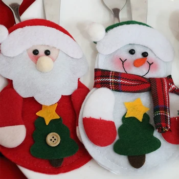 1PCS Vianočné Striebro Držiteľov Vrecká Fantázie Snehuliak Claus Elk Santa Vianočné Ozdoby Stole, Dekor Domáce Dekorácie