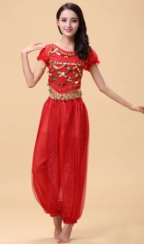 2019 Nové 2ks Brušného Tanca Kostým Bollywood Kostým Indián Bellydance Nohavice+Top Ženy, Brušný Tanec Kostým Sady Tribal