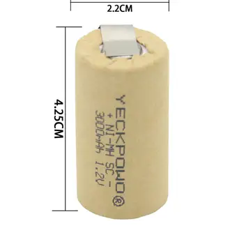 Nabíjateľná 3000mAh flat top NIMH SC batérie sub C batérie 1.2 V spájkovanie zváranie páskou karty reálne možnosti zaručené pre B&D