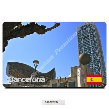Barcelona, Španielsko. Vinyl so suvenírmi magnet (veľkosť: 54x86mm). Doprava zadarmo. Chladnička magnet.