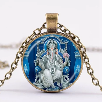 Diwali Darček Ganeš Socha Hinduistickej Ganapati Vinayaka 4 Farby Vintage Náhrdelník Pán Ganeš Indického Budhizmu Šperky Pre Ženy Muži