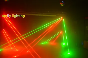 2units pohyblivé hlavy Červená-200mW*2/Zelená-80mW*4/Modrá-500mW*2 RGB farebný laser pavúk svetlo