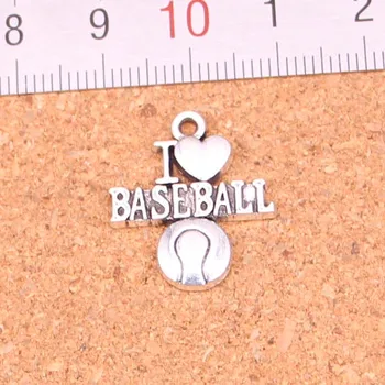 60Pcs Starožitné Strieborné Pozlátené som rád baseball Charms Diy Ručne vyrábané Šperky Zistenia Príslušenstvo 21*19 mm