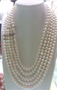 DOPRAVA ZADARMO veľkoobchod 5rows prírodné AA 7-8 mm biela usadenina perlový náhrdelník