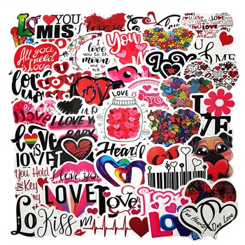 50PCS/set Červená Štýl Milujem ťa Nepremokavé Graffiti Nálepka Pre DIY Notebook Skateboard Auta, Cestovné puzdro