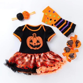 0-24M baby halloween kostým bavlna baby girl romper krátky rukáv novorodenca oblečenie cartoon remienky + detská obuv nastaviť R29