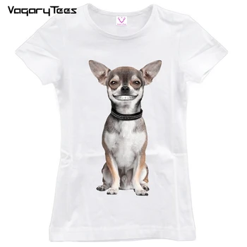 Roztomilý Zábavné Úsmev Dog T Shirt Ženy Chihuahua milovníkov tlač Tričko zábavné Pug dizajn krásne dievča, t-shirt Tees