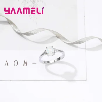 Nové 925 sterling Silver Crystal CZ Svadobné Opal Prstene pre Ženy Módne Svadobné Party Krúžok Šperky Drop shipping