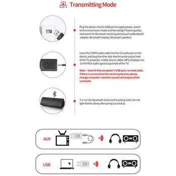 5.0 Bluetooth Prijímač o Mini 3 V 1 3,5 MM Vysielač Aux Stereo Adaptér Bezdrôtovej siete s RCA Kábel pre PC TV Reproduktorov