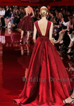 Burgund Večerné Šaty Elegantné Dlhé Backless Červenom Koberci Prom Party Šaty Formálne Udalosť Šaty