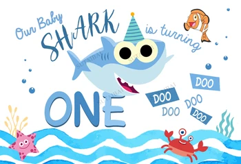 Deti 1. Narodeniny Tému Kulisu pre Fotografovanie Shark Pozadí Baby Sprcha Party Dekorácie Dodávky fotenie Banner Prop
