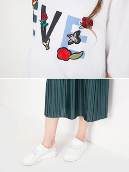 Roztomilý Dievčatá 2 Ks Oblečenie Set T-shirt+Ruched Sukne List Kvetinový Topy+Šaty pre Dievčatá Letné Oblečenie 2018 Veľké Dievča Oblečenie pre Deti