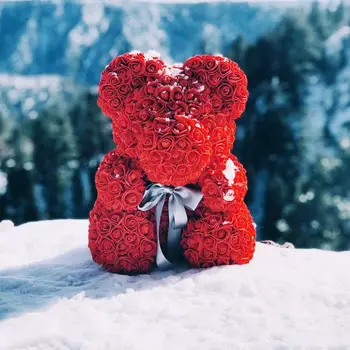 40 cm Veľké Rose Medveď Teddy Ruže Kvet Umelé Dekorácie Srdce Darčeky pre Ženy, Vianočné Valentines Dary