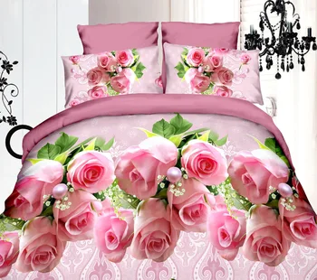 4pcs Bavlna 3D Rose posteľná bielizeň Nastavuje Vysoko Kvalitné Mäkké Obliečky Kryt Bedsheet obliečka na Vankúš Reaktívne Vytlačené Bedclothe Kráľovná Posteľná Bielizeň-29