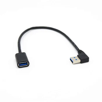 1PCS Super Speed 5Gbps Dátový USB Nabíjanie Káble USB 3.0 Predlžovací Kábel Ľavý Uhol 90 Stupňov Mužov a Žien 2019 NOVÉ