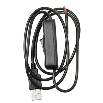 5V USB 2.0 Samec Konektor 2Pin 2 závory Napájanie nabíjací Kábel Kábel DIY 1m Drôt S vypínačom