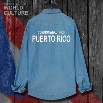 Puerto Rico Rican PRI PR Bunda Muži Móda Zase dole Golier Džínsy, Tričko Top Jar Jeseň Oblečenie s Dlhým Rukávom Kovboj Kabát 20