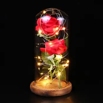 Nesmrteľnosť Konzervované Čerstvý Kvet 2 Ruží Strany Valentína Domáce Dekorácie Rose Sklenený Kryt Večný Festival kvetov