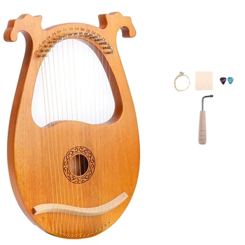 Lýra Harfa,16 Drevené String Harfa Masívneho Dreva Mahagón Lýra Harfa s Ladenie Kľúča pre Milovníkov Hudby Začiatočníkov