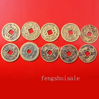 10pcs Fengshui I-Ťing Mince, Čínski Cisári Mosadz Mince 43mm (1.7