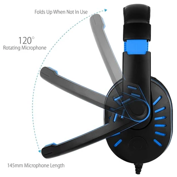 Herný Headset s Mikrofónom-Zvuk Jasnosť Redukcia Šumu Slúchadlá LED Svetlá pre Hry na PS4 XBOX-ONE PC, Notebook, Telefón, Tabliet