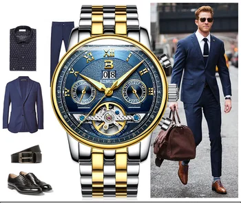 Pôvodné BINGER Muži Muži Mechanické Hodinky, Luxusné Značky Plnej Ocele, Vodotesné 30 m Business Automatické náramkové hodinky Pre Mužov