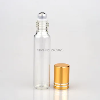 10 ML Cestovné Trasparent Sklo Prejdite na Parfum Fľašu Pre Esenciálny Olej Prázdne Kozmetické Kontajnery, Oceľové Guľôčky 100ks/veľa