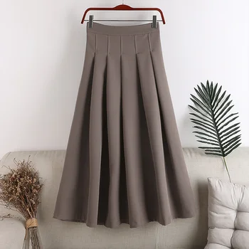 2020 nové jesenné a zimné A-line zips, elastické pás farbou Sukne Ženy Elastické Vysoký Pás, Bočné Vrecká Sukne