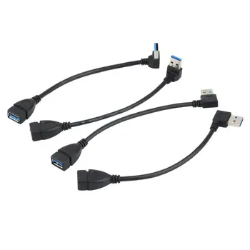 Univerzálny 15 cm USB Predlžovací Kábel USB 3.0 Samec A Samica 90 ° Rozšírenie Údajov Sync Kábel Kábel Drôt Adaptér